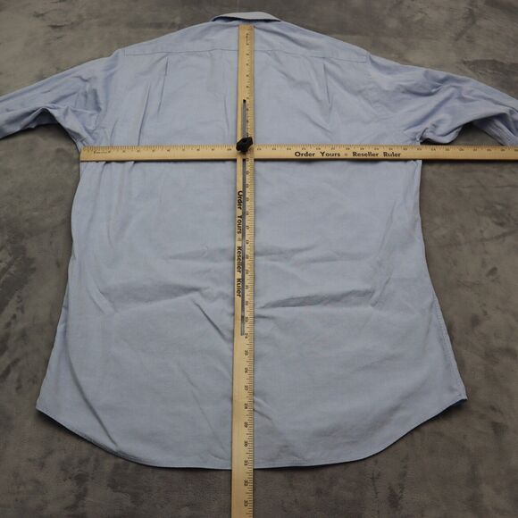 Paul Fredrick Shirt Mens 15.5 32 Blue Oxford Non Iron Two Ply Pinpoint Long Slv - Picture 3 of 16